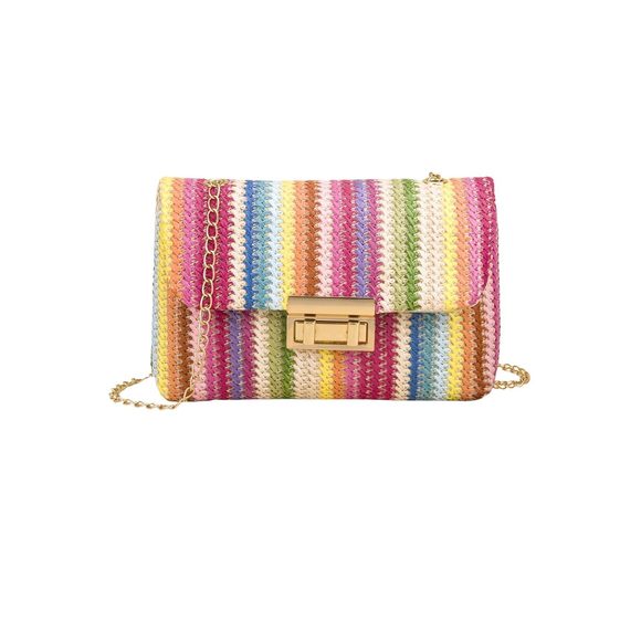 Colorful Purse Straw Clutch Purses Woven Beach Purse Multicolor >:) - Picture 1 of 6